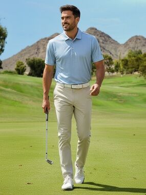 Peter Millar Summer Comfort Polo Shirt Men’s L Blue Print Crown Logo Golf